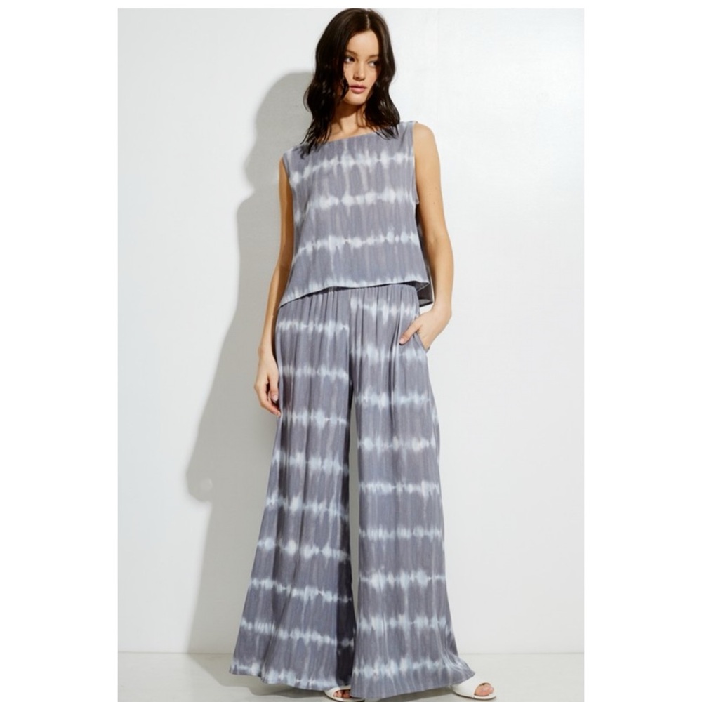 Tie-Dye Grey Wide-Leg 2 piece set